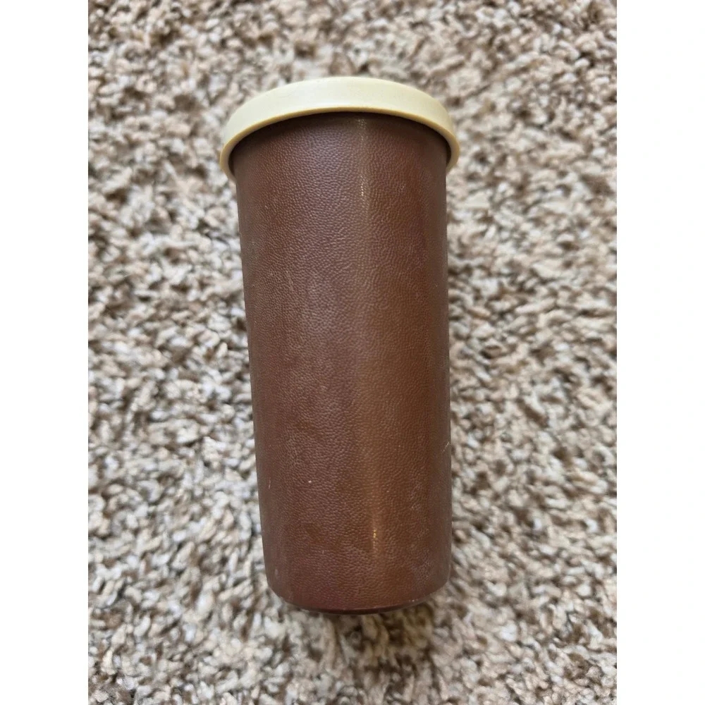 Vintage Tupperware Spice Shaker Harvest Brown Cream Lid‎ 1328-5 Made in USA